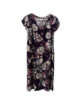 NEW J Jill Size Small Petite PS Vista A-Line Dress w Pockets Black Cherry Floral - Image 1 of 4