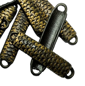 Vintage Italian Bronze Metal Snakeskin/Fish Scale Link Beads 2 Holes 61mm 3" 9ct - Picture 1 of 4