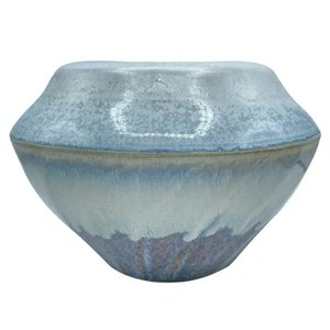 Bill Campbell Studio Art Pottery Titanium Drip Glazed Squat Vase Bowl Planter - Picture 1 of 7