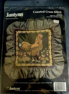 JANLYNN ~ Counted Cross Stitch Kit ~ HEN PILLOW TOP ~ #112-13 ~ 12" x 12" - Picture 1 of 5