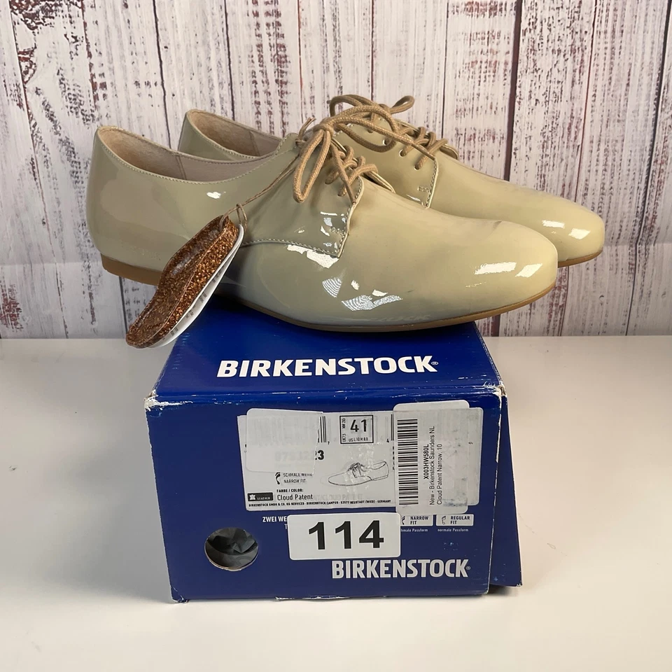 Zapatos Birkenstock Saunders 41 beige charol encaje con 10/M 8 Foto 1 de 4