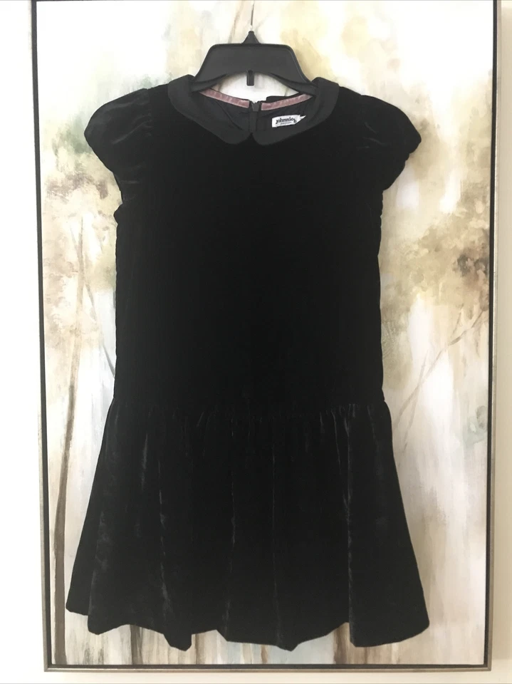 Vestido de vacaciones Johnny B niñas talla 9-10 Y negro terciopelo manga corta hermoso Foto 1 de 4