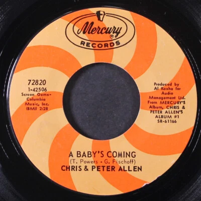 CHRIS & PETER ALLEN: a baby's coming / a man and a woman MERCURY 7" Single - Image 1 of 2