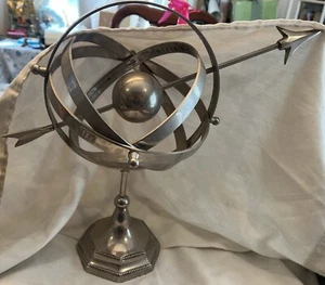 Vintage Heavy Chrome Stainless Zodiac Armillary Sphere 14” Tall Astrology - Picture 1 of 11