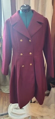 GRACE KARIN Burgundy Notch Lapel Double Breasted A Line Trench Coat Sz.XL - Image 1 of 4