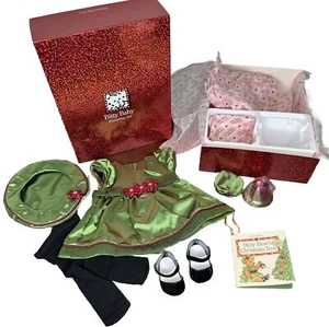Bitty Baby 2001 Holiday Poinsettia Set Green Christmas Dress Hat American Girl - Picture 1 of 9