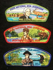 MONTANA COUNCIL MT OA 300 BSA 2005 JAMBOREE LEWIS & CLARK 3-PATCH DELEGATE SET - Bild 1 von 4