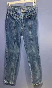 Girls 12 Denim Blue Jeans, 1970 Jordach, Ribbed, Empire Waist TBACK 24 X 27 - Picture 1 of 7