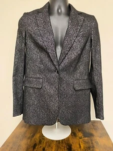 Anne Klein Women Black Metallic Single Button Double Breasted Blazer Size 2 NWOT - Picture 1 of 4