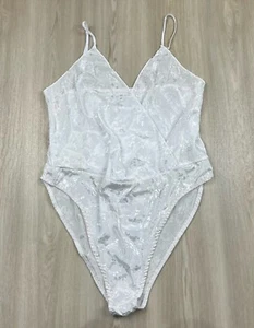 Vintage Delicates White Satin Lingerie Teddy Bodysuit Made in USA Medium - Picture 1 of 8