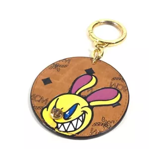 MCM SAMBYPEN collaboration Visetos Logo Rhinestone Bunny Bag Charm Key Holder - Picture 1 of 6