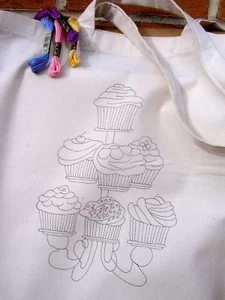 Bolso de mano cupcake para bordar algodón ecológico CSOO32 - Imagen 1 de 1