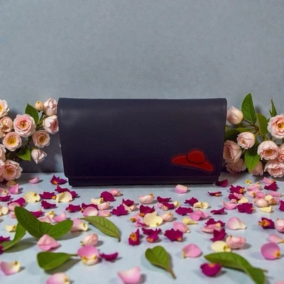 De Colección Rolfs Mujeres Cuero Púrpura Rojo Sombrero Bolso sin asas Triple Cartera Foto 1 de 4