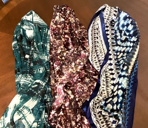 Christopher & Banks Women's Shear Neck Scarf Wraps Lot Of 3 Prints 70" x 13" NEW - Picture 1 of 5