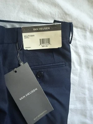NUEVO Pantalones de vestir Van Heusen Manvell para hombre talla 38 x 32 bolsillos azules delanteros planos Foto 1 de 4