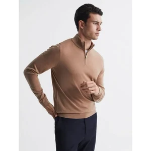 NEU MIT ETIKETT REISS BLACKHALL MERINOWOLLE PULLOVER MIT REISSVERSCHLUSS IN CAMEL M $ 160 - Bild 1 von 8