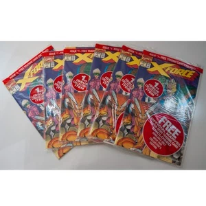 6 X-Force #1 Comic Books SEALED Marvel 1991 With Trading Cards Deadpool 90s X - Picture 1 of 9