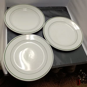 Lot 3 Shenango China Green Stripe Restaurant Warehouse 9" Plates - Picture 1 of 8