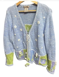 Timberlea Winter Weihnachten Urlaub blau weiß Strickjacke Größe M - gebraucht - Bild 1 von 5