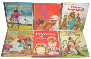 Little Golden Books ( LOT OF 6 ) Children's Religious Bible Jesus Vintage Books - Foto 1 di 15
