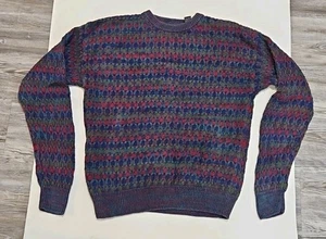 Vintage Finalist Knit Sweater 80s 90s Cosby Multicolor Biggie Mens Crew L - Picture 1 of 4