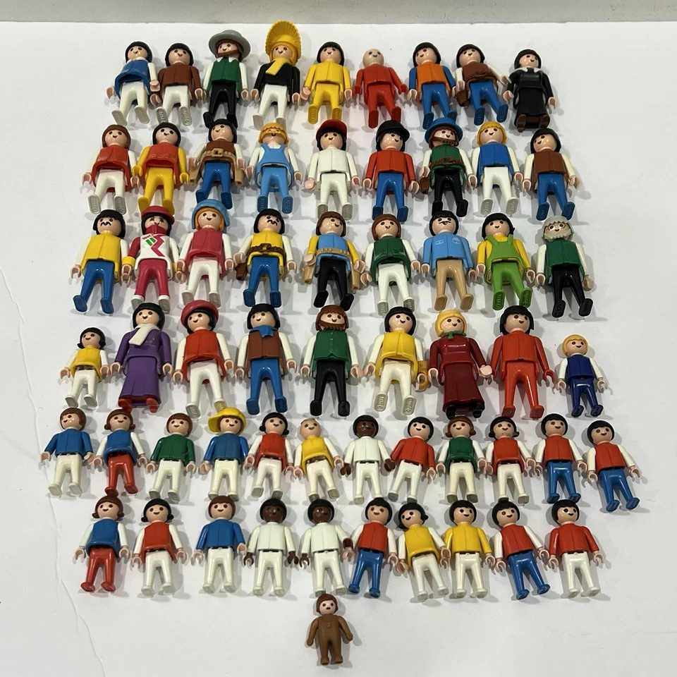 Figuras Geobra Playmobil Vintage 1974 Lote Mixto De 58 Personas Niños Foto 1 de 4