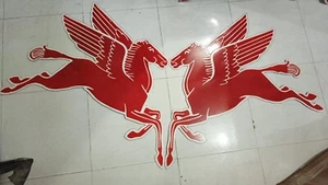 Pegasus Pair  Mobil Porcelain Enamel Heavy  Sign 34 Inches Single Side. - Picture 1 of 10