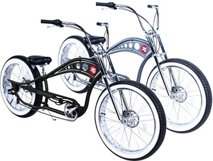26" Shimano 7 Speed Cruiser bike Fat Tires Disc Brakes Chopper Stretch Bicycle - Picture 1 of 13