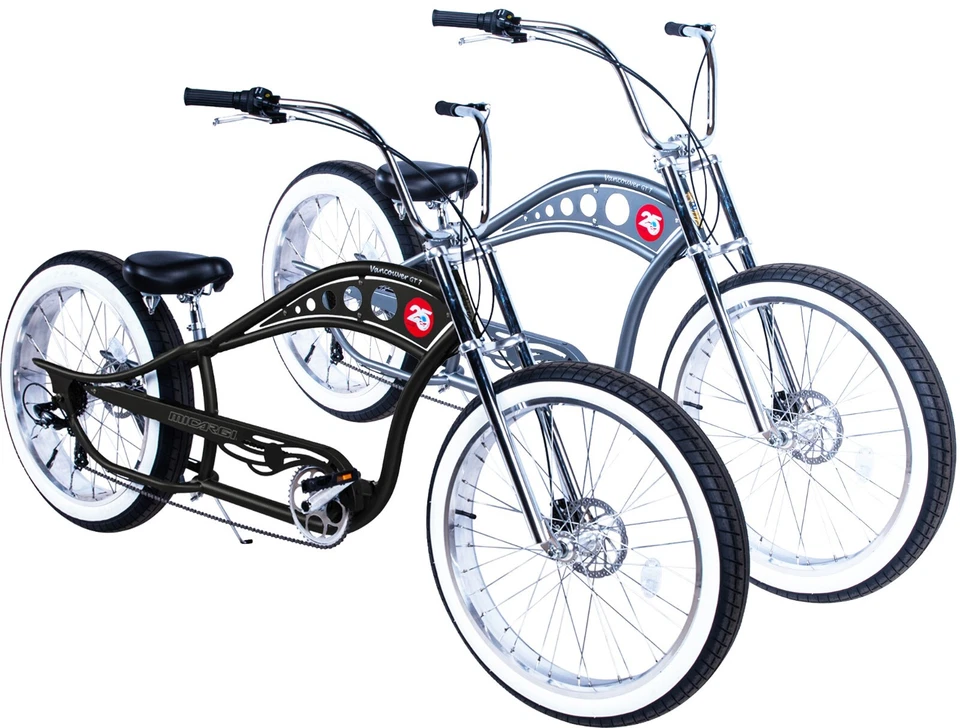 26" Shimano 7 Speed Cruiser bike Fat Tires Disc Brakes Chopper Stretch Bicycle - Image 1 of 1