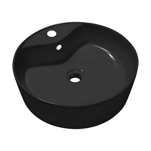 Rok Lagoon Round Shaped Vessel Bathroom Sink 18-1/8" X 18-3/8" Black Porcelain - Picture 1 of 5