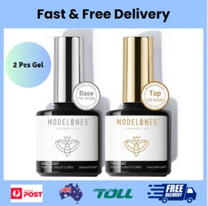 Gel Top Coat and Base Coat, 2Pcs 10ml Gel Nail Polish No Wipe Top Coat Set - Picture 1 of 8