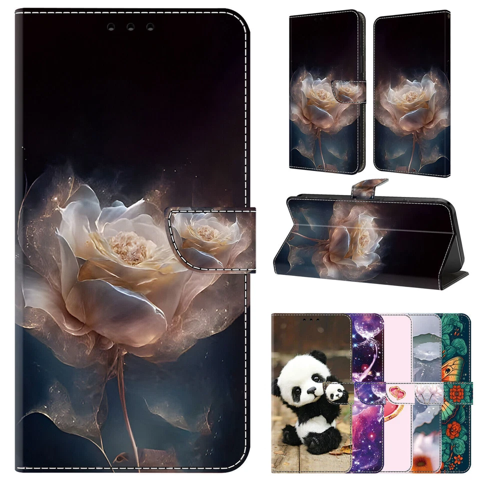 Printed Leather Wallet Cover Case For Motorola G82 G52 G71 G Stylus G50 G60 E13 - Image 1 of 4