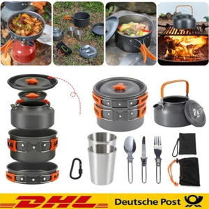 2-3 Person Camping Kochgeschirr Set Kochset Outdoor Töpfe Bratpfanne Kettle Kit - Bild 1 von 10