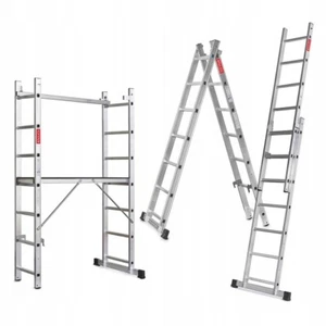 Leiter Aluminium Bauleiter Arbeitsgerüst Gerüstleiter Mehrzweckleiter 3w1 150kg - Bild 1 von 8