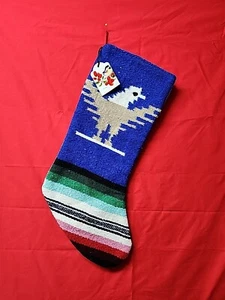 Medias de Navidad hechas a mano totalmente forradas zarape 20" manta mexicana reciclada - Imagen 1 de 2