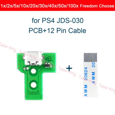 USB Power Charging Port Board+12 pin Cable for For Sony PS4 Controllers JDS-030 - Image 1 of 4