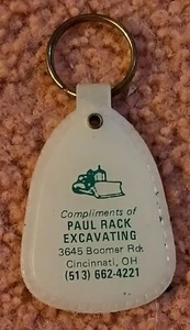 Vintage PAUL RACK EXCAVATING with Excavator Keychain Cincinnati Ohio OLD NAME - Picture 1 of 2