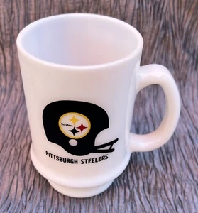 Vtg 1970's Pittsburgh Steelers NFL football tall milk glass coffee mug - Picture 1 of 4