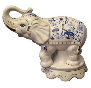 Vintage chinesische blau & weiße Porzellan Figur Elefant Statue 8" hoch - Bild 1 von 22