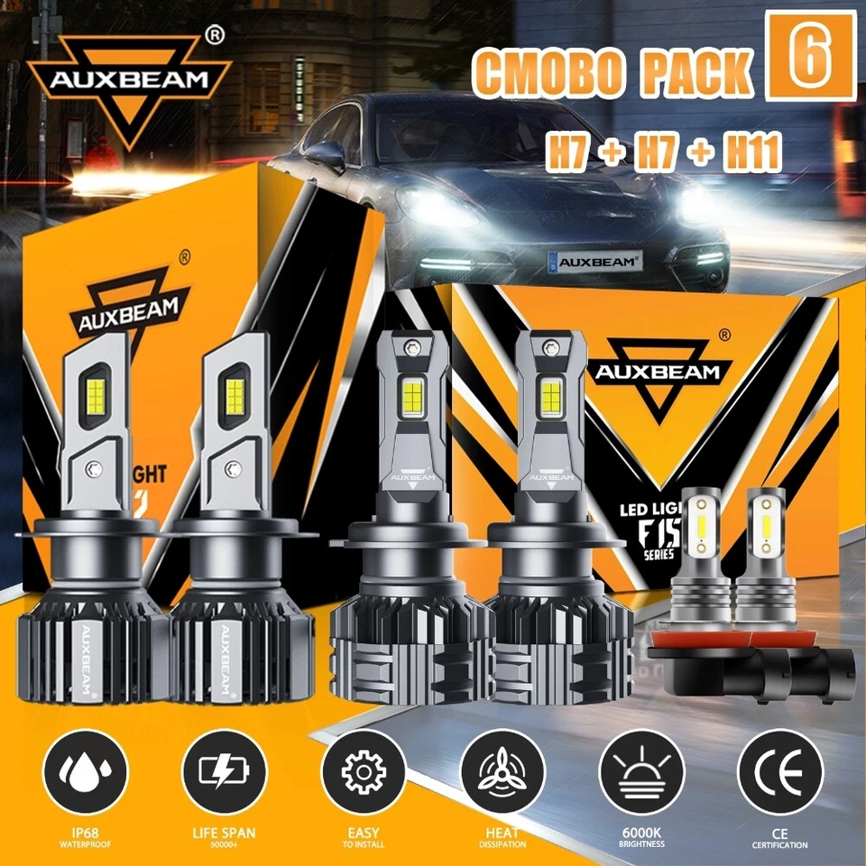 AUXBEAM 110W 90W LED Headlights H7 H7 H11 Bulbs for Mercedes-Benz B200 2006-2011 - Image 1 of 4