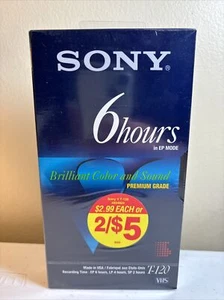 Sony Premium Grade 6 Hour T-120VF Video VHS Blank Tape Cassette, Sealed - Picture 1 of 3