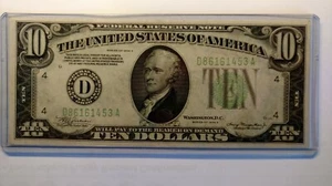 FR-2006D 1934 A $10 Federal Reserve Note Circulated Light Green Seal. - Picture 1 of 4