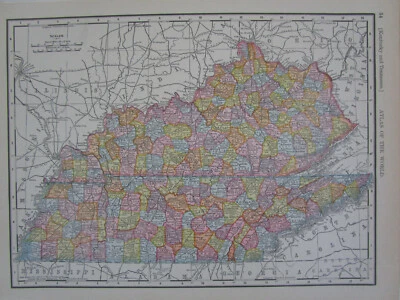 1911 KENTUCKY TENNESSEE or MISSISSIPPI Map. KY TN Art Print Decor MS. Railroads - Image 1 of 4