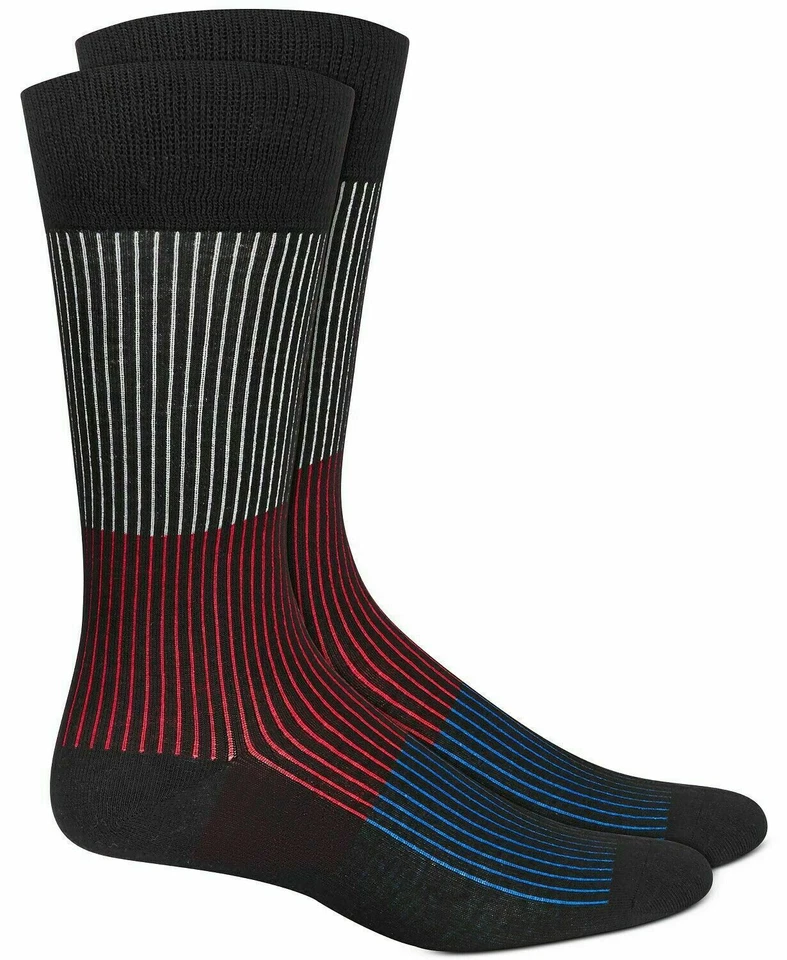 Calcetines de vestir ALFANI para hombre negros AlfaTech rojos blancos micro rayas que absorben la humedad Foto 1 de 1
