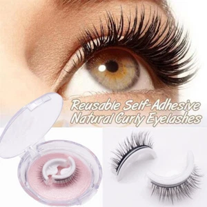 2/6pcs Reusable Self Adhesive 3D False Eyelashes Natural Thick Fake Eye Lashes ต - Picture 1 of 42