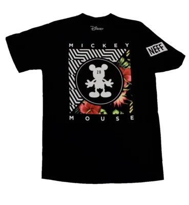 Camisa Neff X Disney Para Hombres Mickey Mouse Tropical Estampado Floral Negra Nueva con Etiquetas S-XL Foto 1 de 4