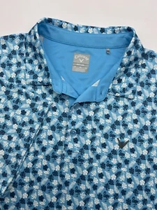 Callaway Opti Dri Mens Polo Shirt Blue XL Floral Flamingo All Over Print - Picture 1 of 10