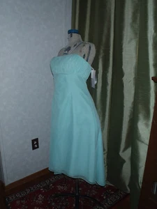 Mori Lee bridesmaid formal evening gown Sz 11-12 strapless ice blue mermaid - Picture 1 of 11