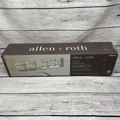 ALLEN + ROTH WILLOW LED 4 灯 VANITY BAR CHROME FINISH 27 英寸现代全新 — 第 1/4 张图片