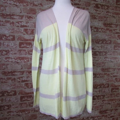 Cyrus Women's Gray & Yellow Open Front Linen Blend Cardigan Sweater Size M - Image 1 of 4